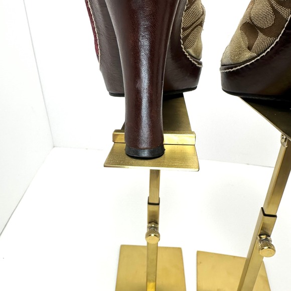 Y2KCoach Patchwork Platform Mules Leopard Calf Hair Metallic Leather Heels Multi - Picture 10 of 16